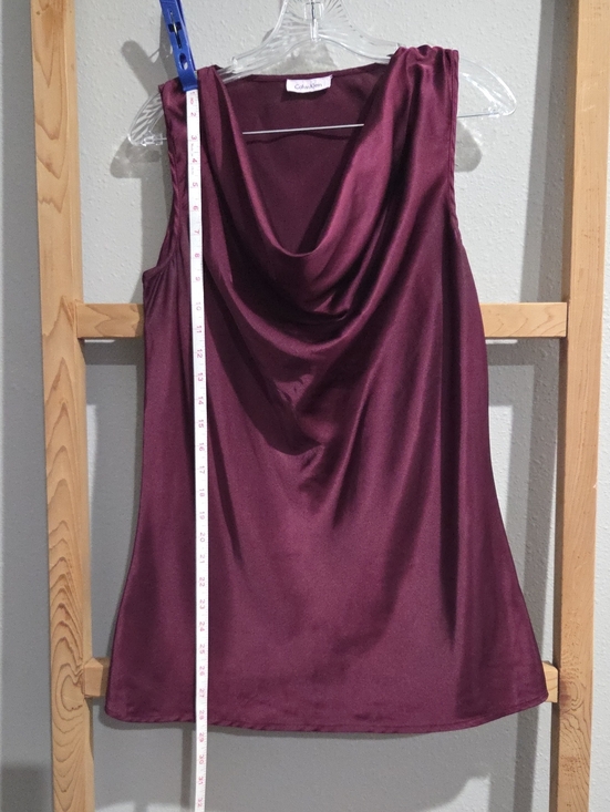 Calvin Klein Tops - Calvin Klein Burgundy Satin Draped Neck Camisole